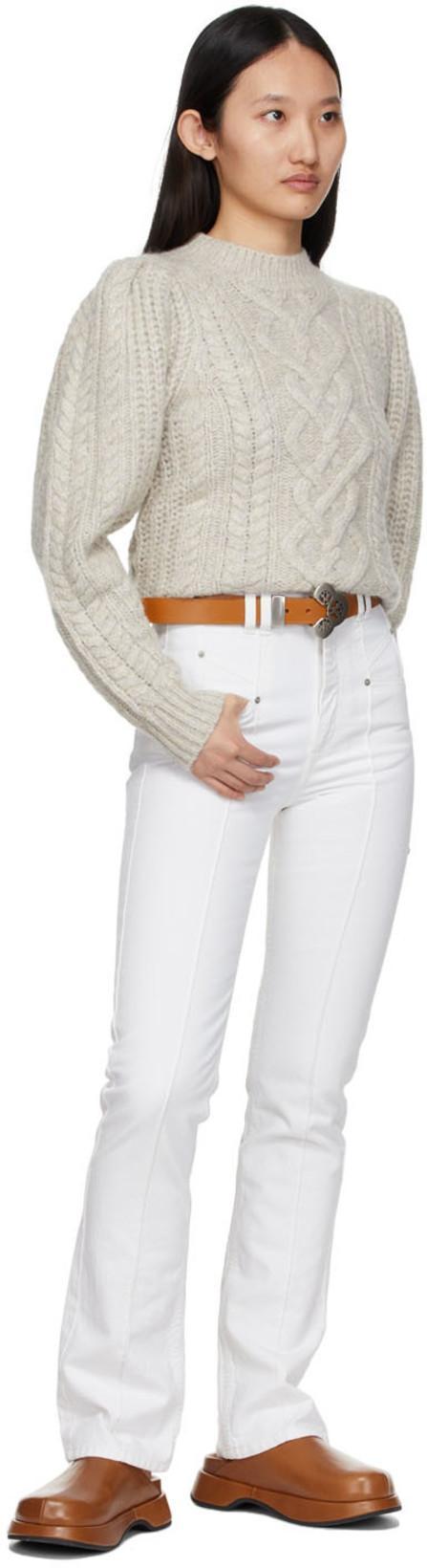 ISABEL MARANT Niroka Jeans In Beige Denim In 20wh White