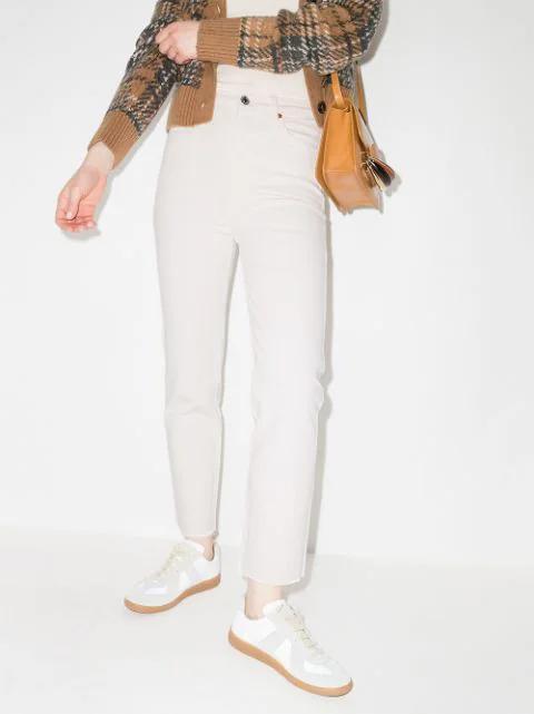 RE/DONE High Rise Stove Pipe Straight Jeans In Vintage White Worn