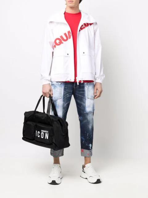 DSQUARED2 Hooded High Neck Logo Print Jacket For Men In White