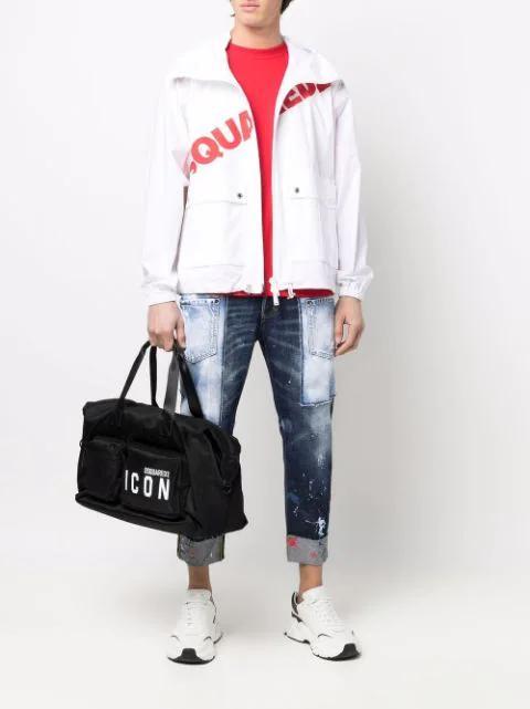 DSQUARED2 Hooded High Neck Logo Print Jacket For Men In White