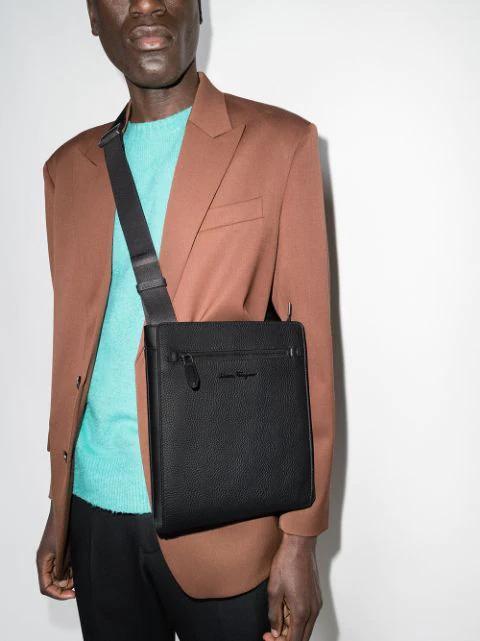 PRADA Triangle Logo Chocolate Brushed Leather Loafers In Black