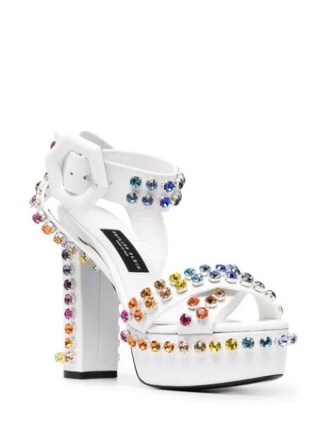 PHILIPP PLEIN Crystal-embellished Sandals In White