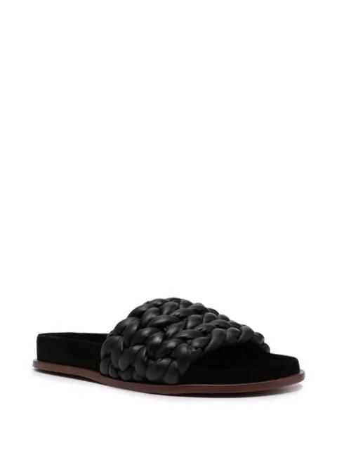 CHLOÉ Kacey Womens Leather Braided Slide Sandals In Black