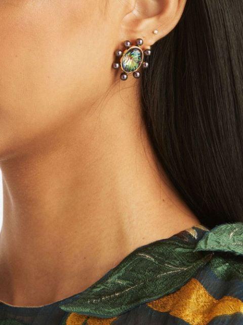 AMINA MUADDI Womens Black Giorgia Crystal-embellished Leather Heeled Sandals