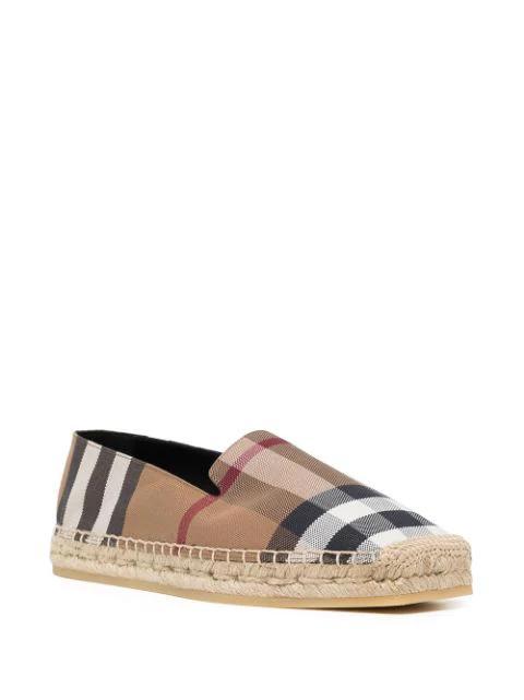 BURBERRY Icon Stripe Square-toe Espadrilles In Birch Brown Check