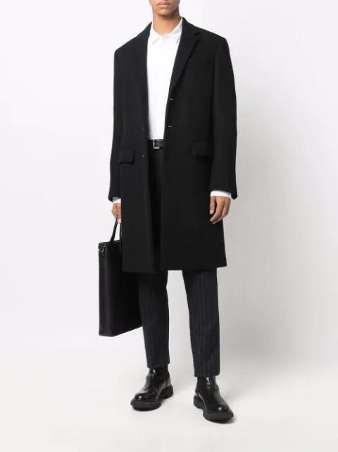 SAINT LAURENT Grained Leather Cassandre Thin Belt With Square Buckle Accessories In Black