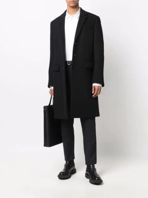 SAINT LAURENT Grained Leather Cassandre Thin Belt With Square Buckle Accessories In Black