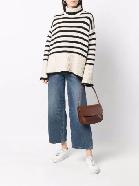 TOTÊME Toteme Striped Wool Cotton Turtleneck In Neutral