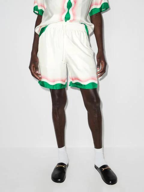 CASABLANCA Tennis Club Silk Shorts In White