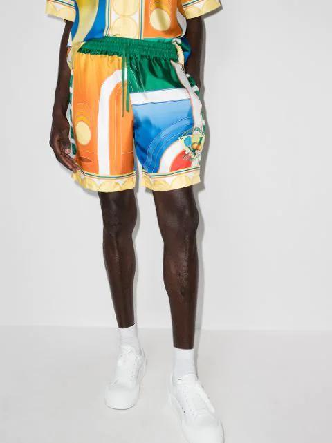 CASABLANCA Men's Silk Shorts - Reve De Tennis Print In Pay Sage