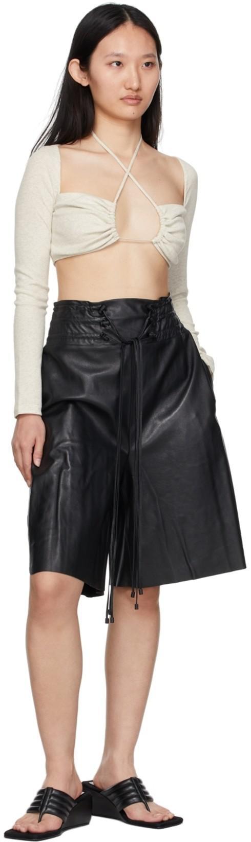 ROSETTA GETTY Grey Cropped Long Sleeve T-shirt In Light Grey Melange