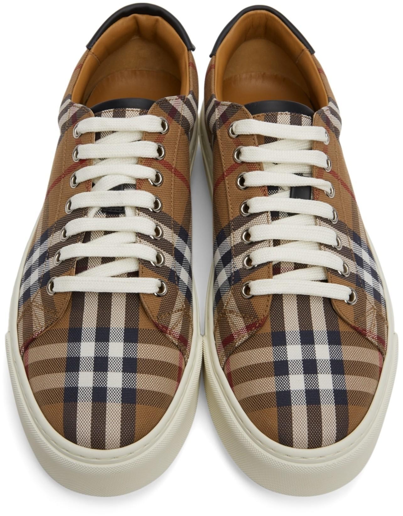 BURBERRY Vintage Check Low-top Sneakers In Archive Beige