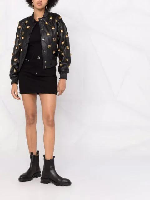 PHILIPP PLEIN Studded Quilted Bomber Jacket In Black