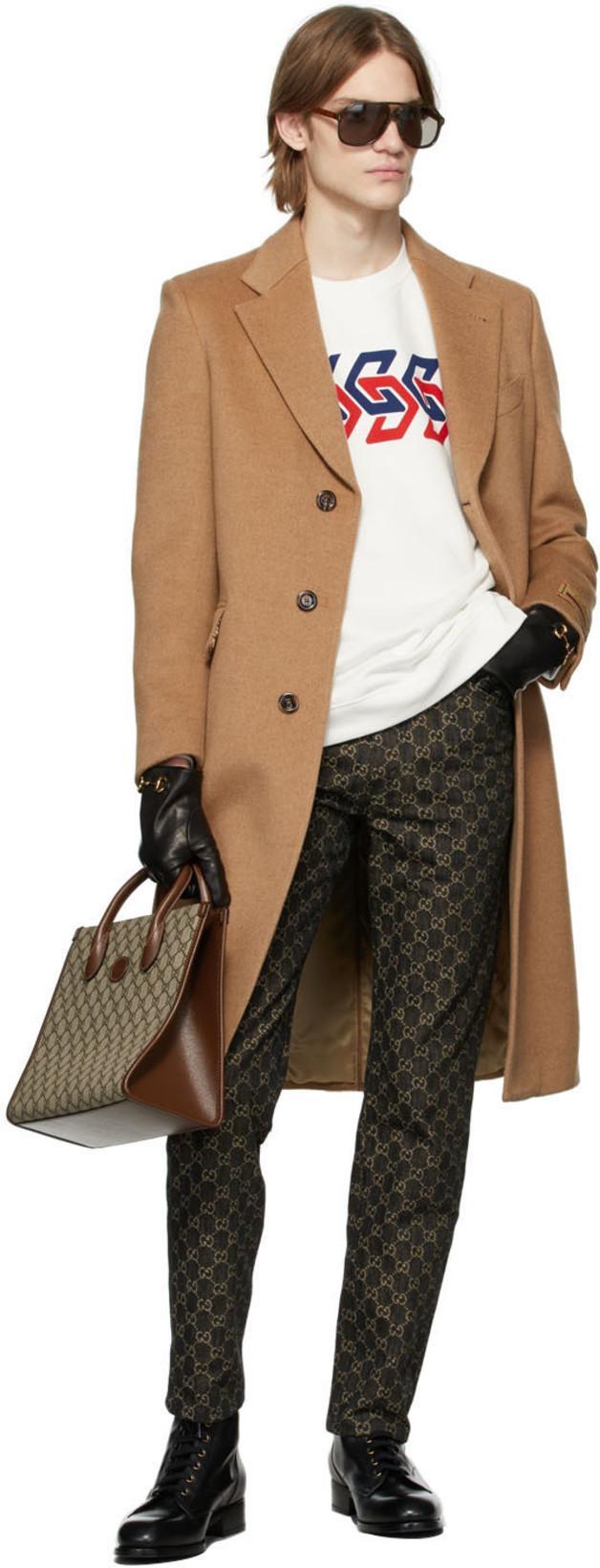 GUCCI Single-breasted Double-layer Wool Coat In Brown