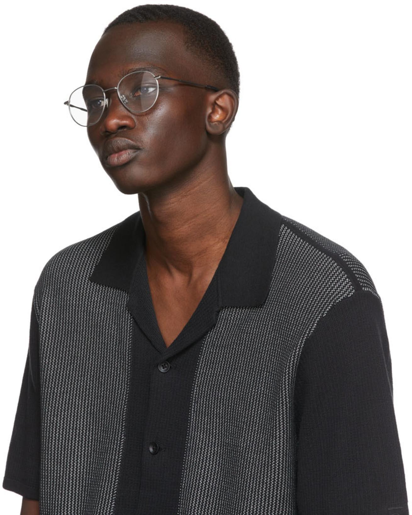 RAG & BONE Harvey Cotton-blend Knit Short-sleeved Shirt In Black White