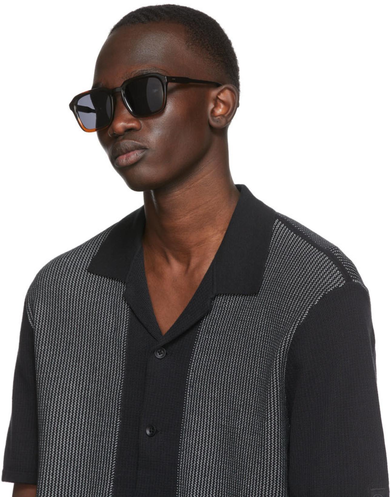 RAG & BONE Harvey Cotton-blend Knit Short-sleeved Shirt In Black White