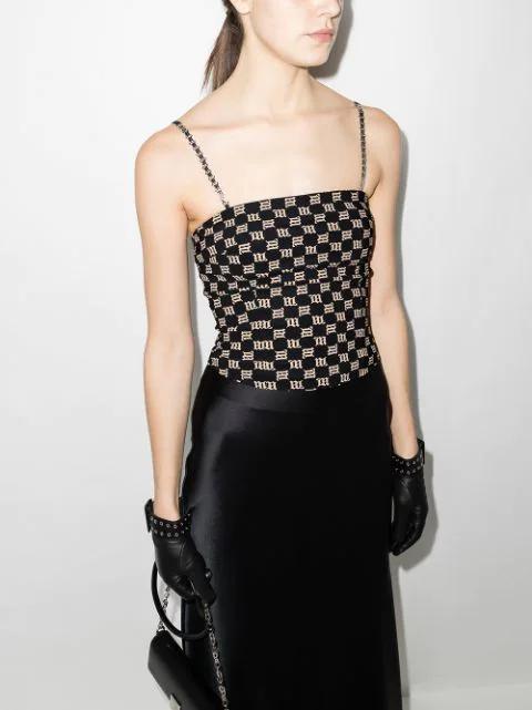 MISBHV Monogram Fitted Spaghetti Top In Black Beige