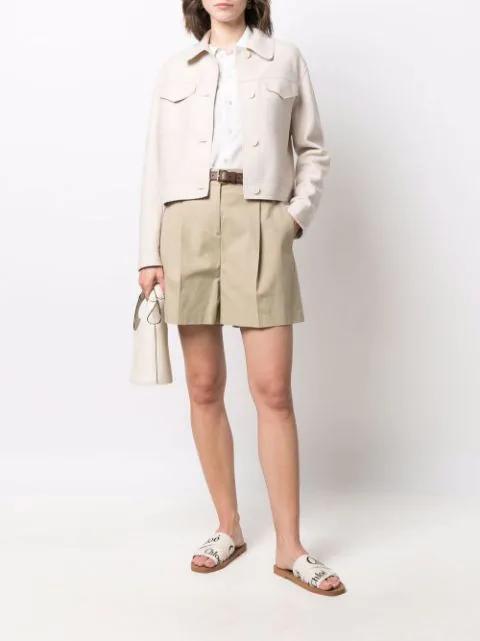 CHLOÉ Woody Flat Logo Ribbon Slide Sandals In White