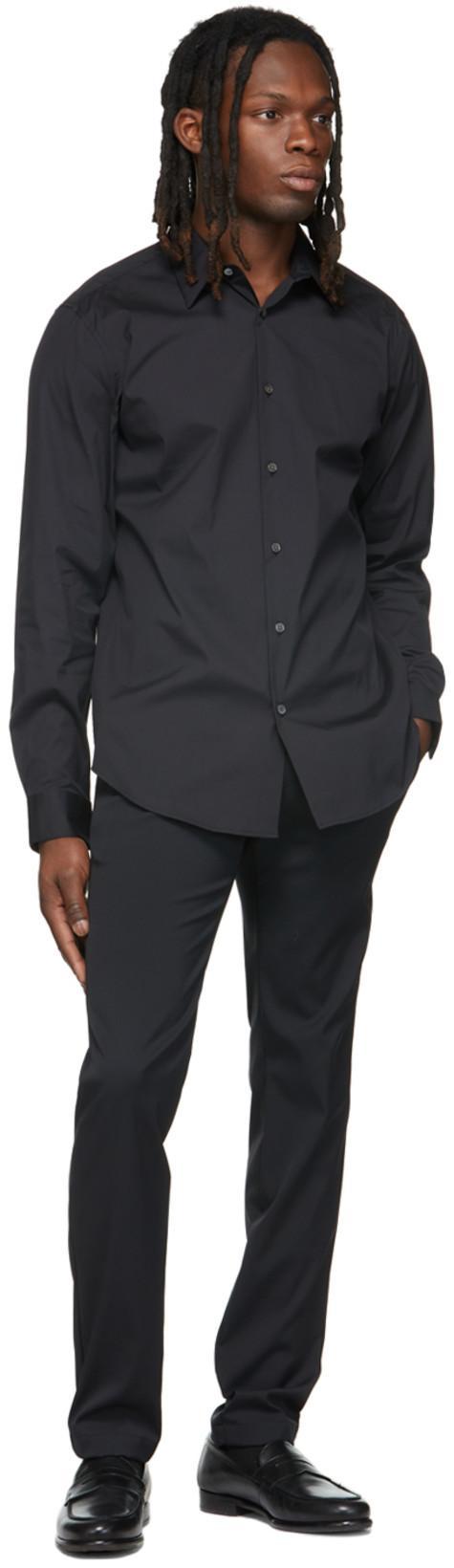 THEORY Sylvain Mens Poplin Tab Collar Button-down Shirt In Black