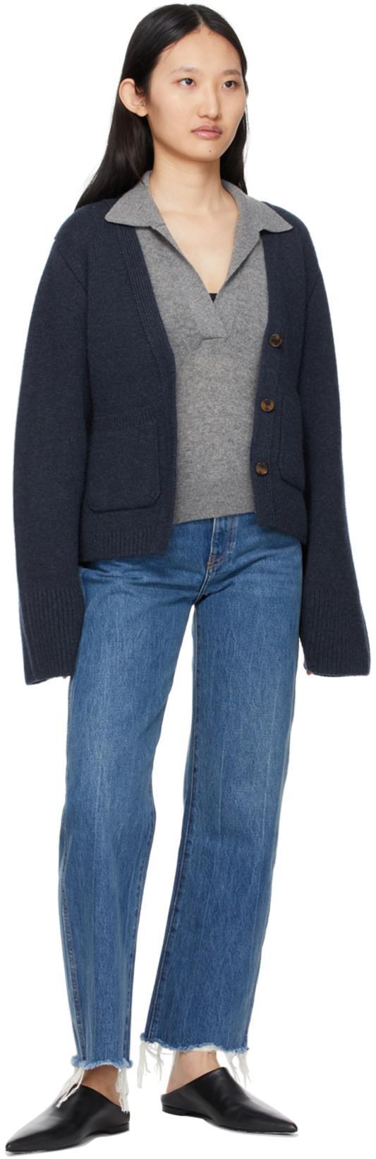 KHAITE Shrunken Jo Cashmere Blend Sweater In Grey