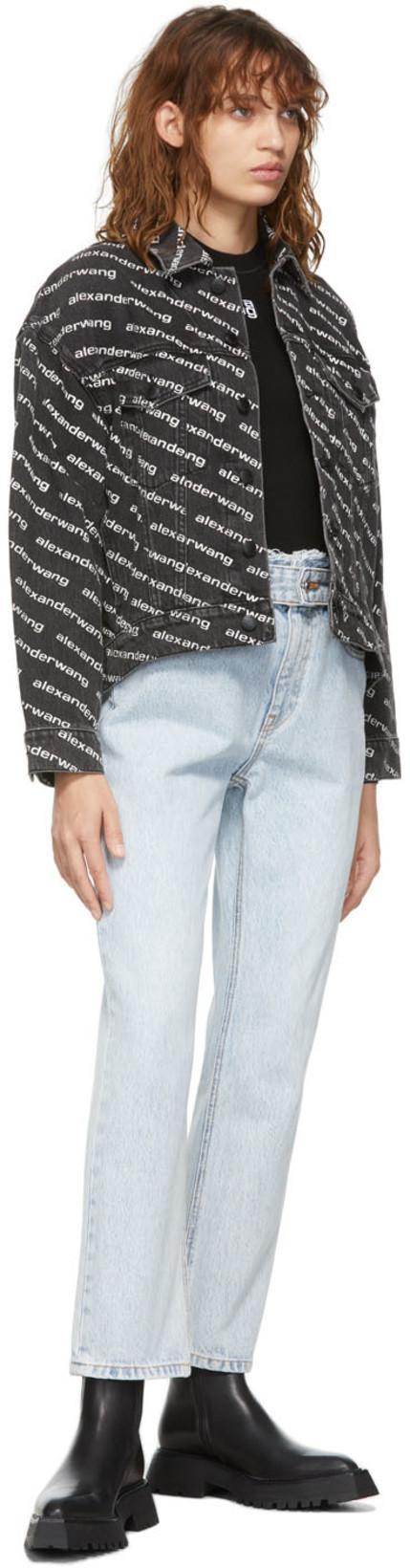 ALEXANDER WANG Denim Jacket With All-over Logo In Black
