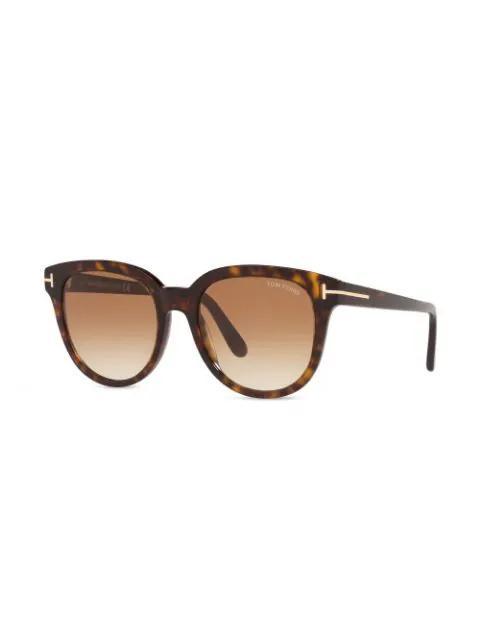 TOM FORD Olivia 54mm Gradient Round Sunglasses In Dhav/brng