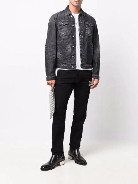 DSQUARED2 Stretch Denim Sexy Twist Jeans With Paint Effect Details 17c In Black