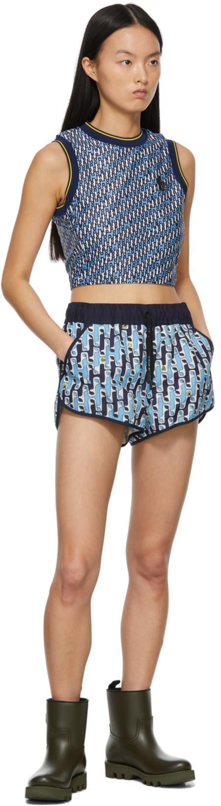 MONCLER Printed Shorts Blue