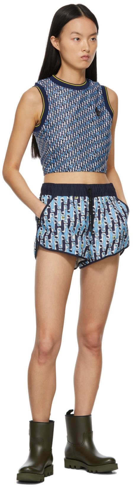 MONCLER Printed Shorts Blue
