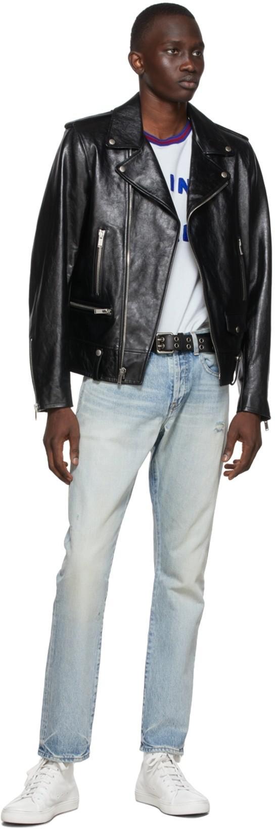 SAINT LAURENT Classic Motorcycle Puffer Jackets Black