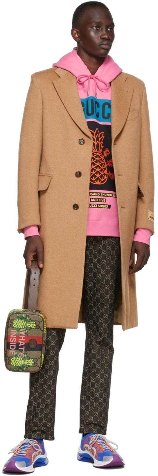 GUCCI Single-breasted Double-layer Wool Coat In Brown