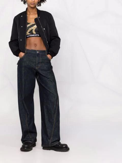 OFF-WHITE Embroidered Logo Bomber Jacket In Black