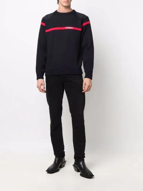 VETEMENTS Navy Blue Cotton & Cashmere Sweater