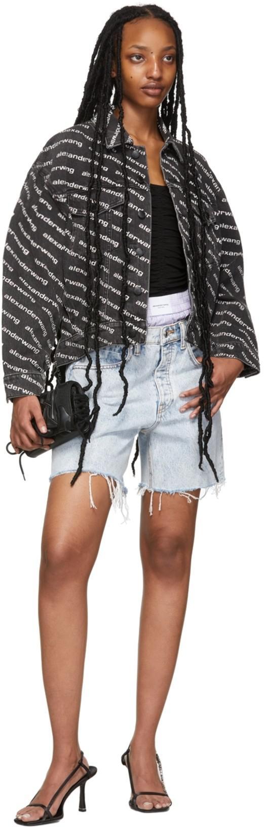 ALEXANDER WANG Denim Jacket With All-over Logo In Black