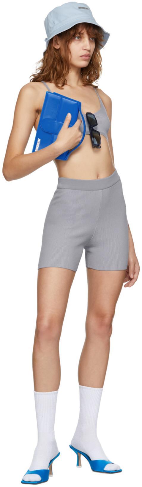 JACQUEMUS Le Short Arancia Ribbed Cycling Shorts In Gray