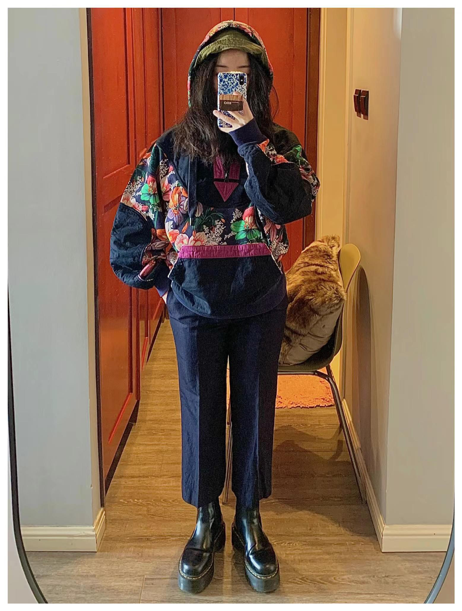 DR. MARTENS Rometty Black Leather Chunky Heeled Chelsea Boots