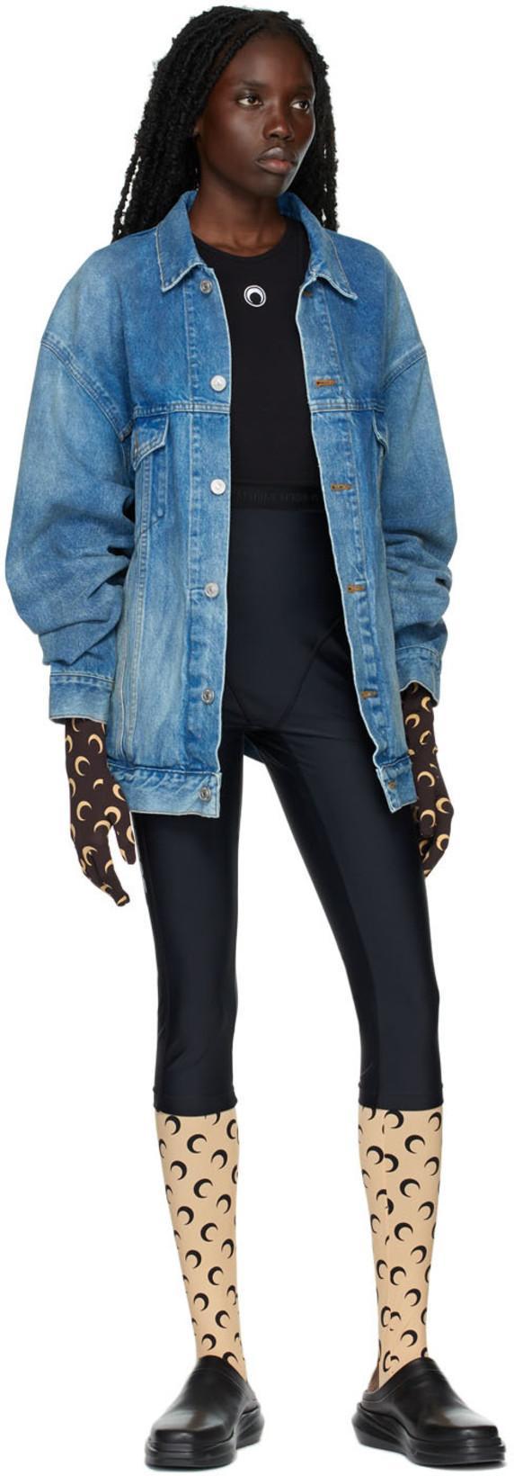 MARINE SERRE Recycled Moon Jersey Stirrup Leggings In Neutral