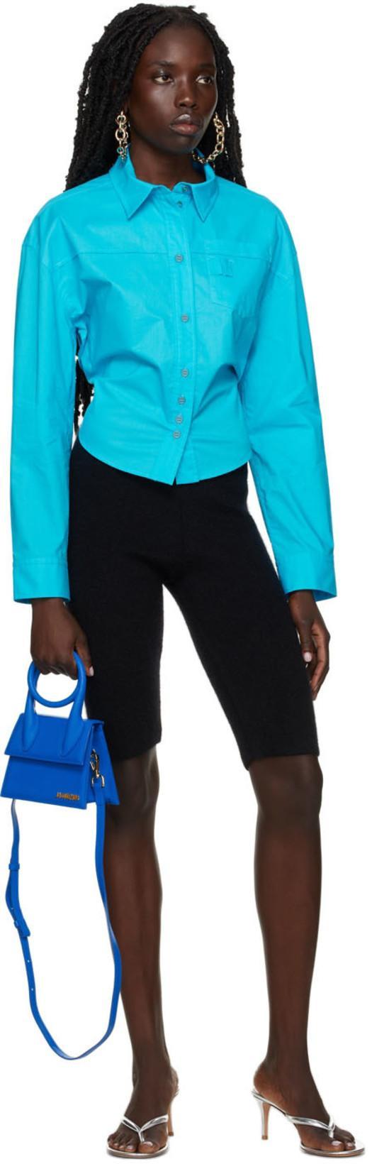 JACQUEMUS La Chemise Open-back Cotton-poplin Shirt In Azzurro