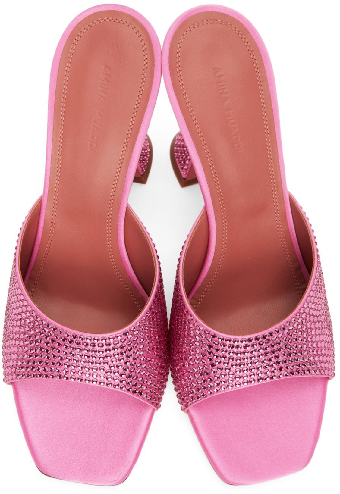 AMINA MUADDI Lupita Slipper 95 Heeled Sandals In Pink