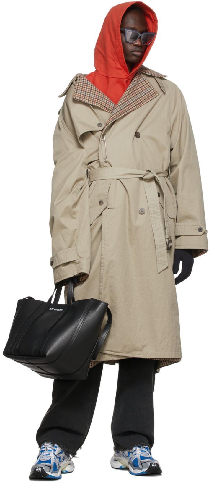 BALENCIAGA Double-breasted Reversible Trench Coat In Beige