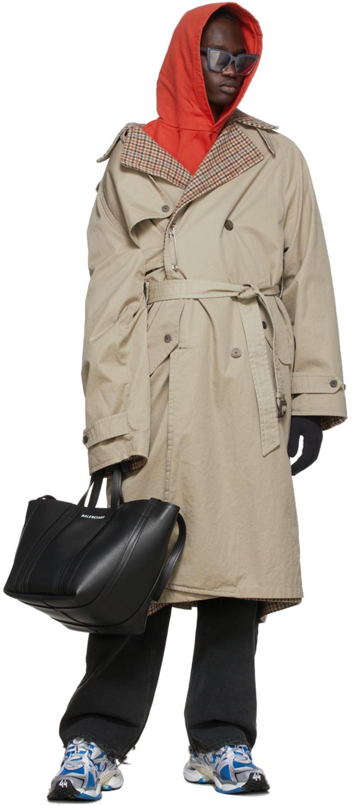 BALENCIAGA Double-breasted Reversible Trench Coat In Beige