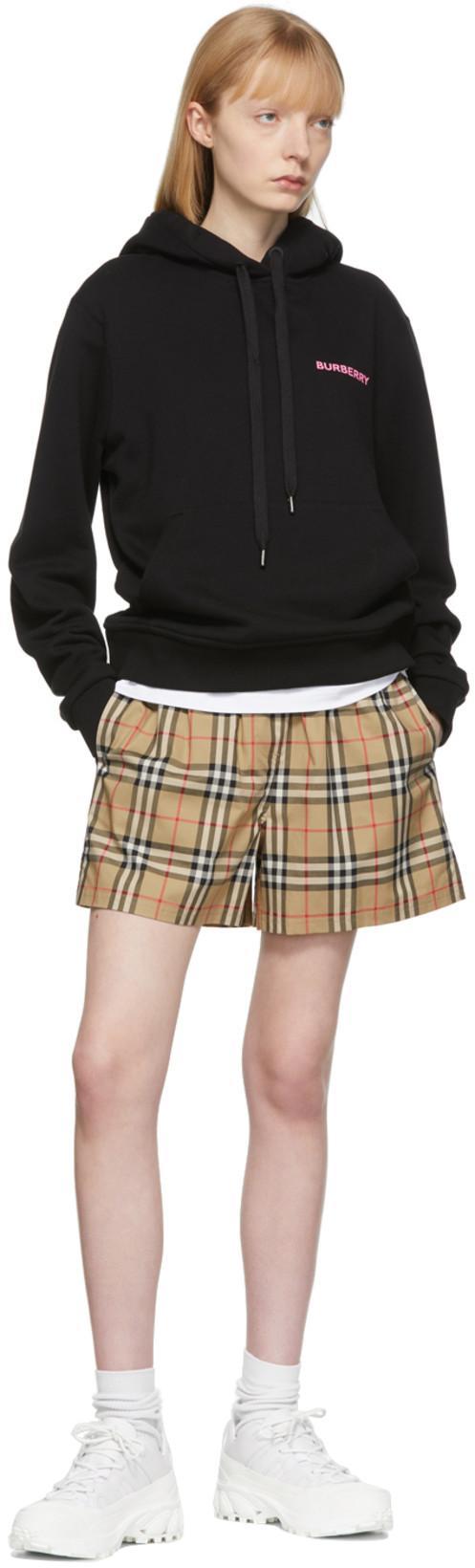 BURBERRY Marsett Icon Striped Silk Shorts In Archive Beige Check