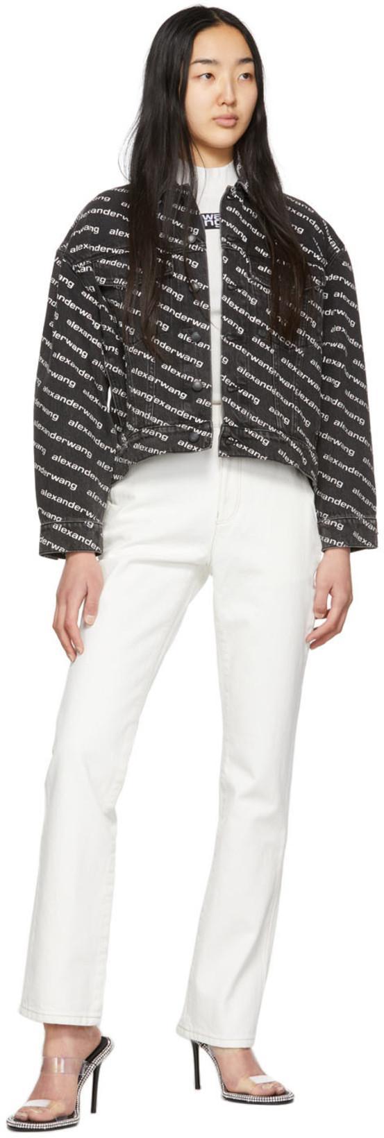 ALEXANDER WANG Denim Jacket With All-over Logo In Black