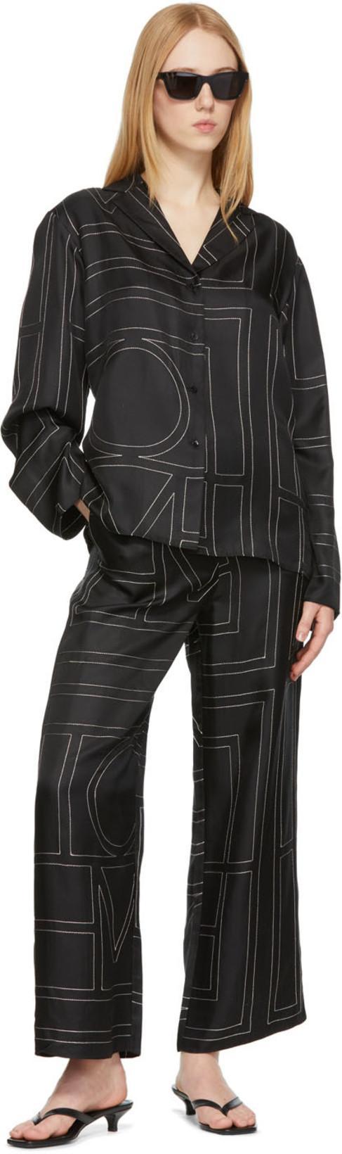 TOTÊME Toteme Women Silk Trousers With Monogram Logo Embroidery In Multi