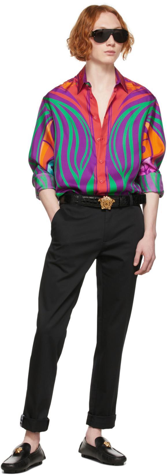 VERSACE Logo Plaque Leather Loafers In Black