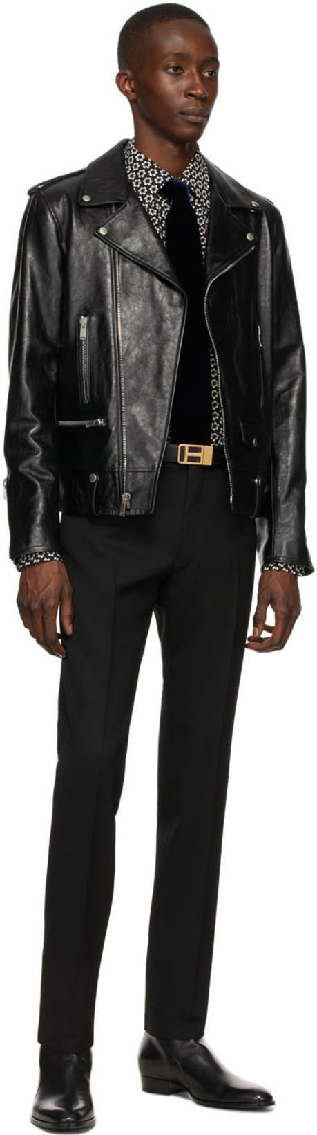 SAINT LAURENT Classic Motorcycle Puffer Jackets Black