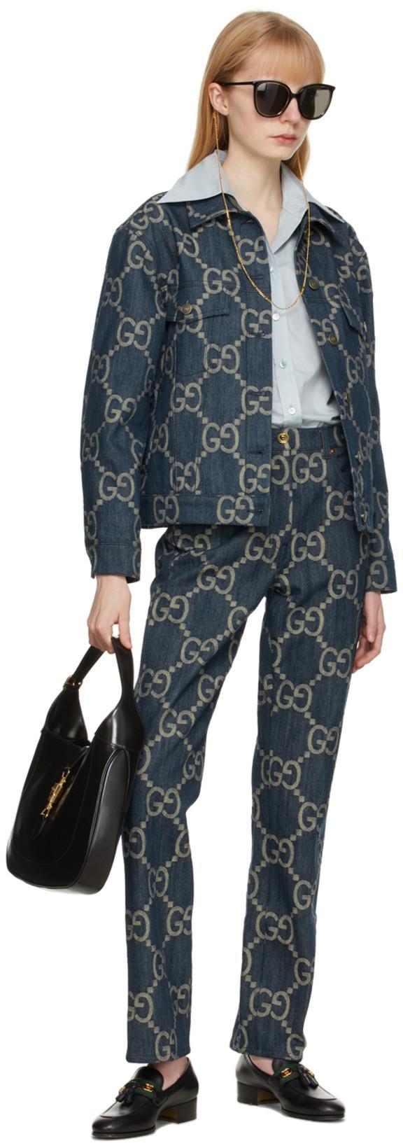 GUCCI Jumbo Gg Oversized Denim Jacket In Blue