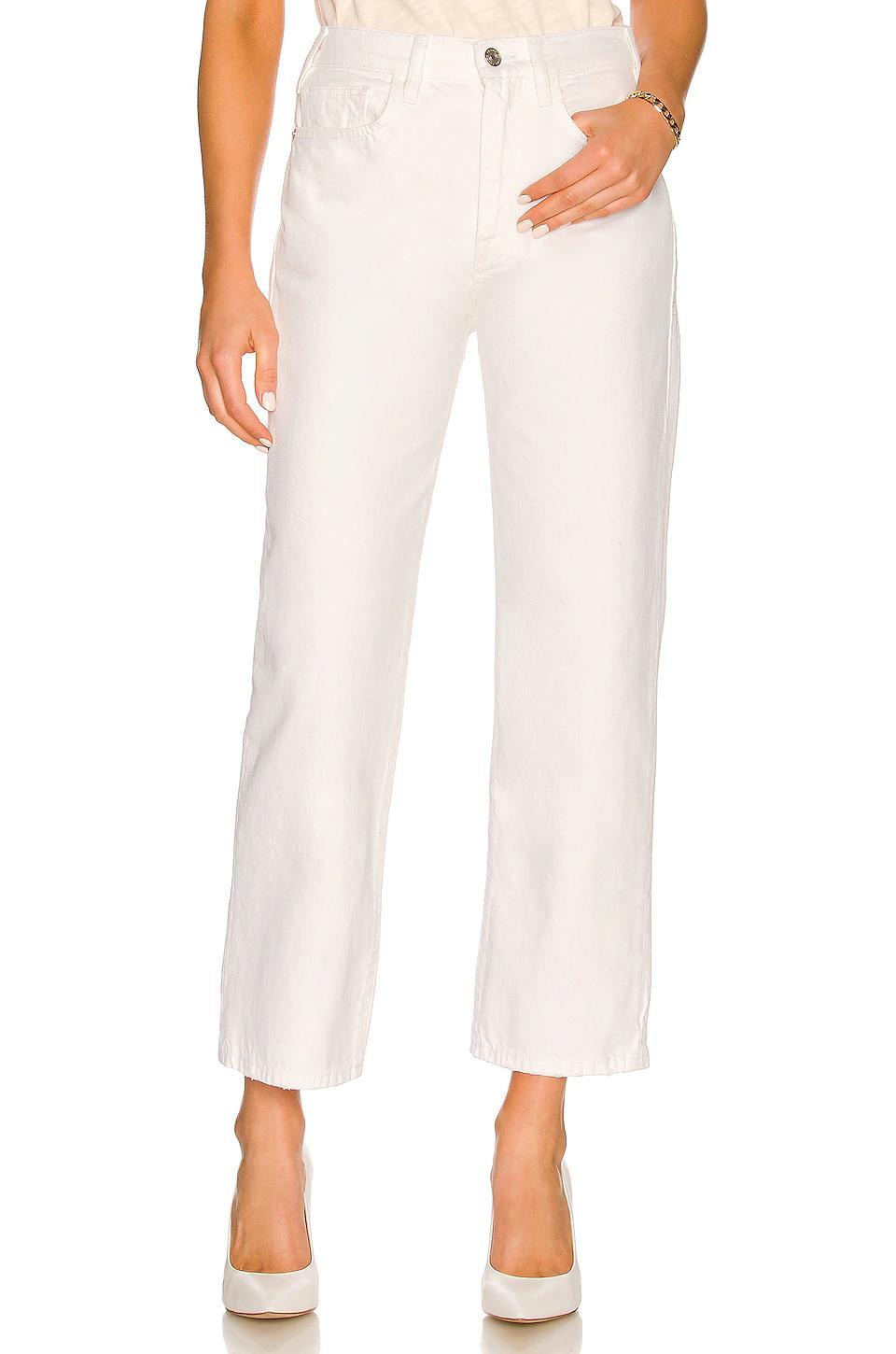 FRAME The Pencil Crop High Waist Ankle Slim Straight Leg Jeans In White