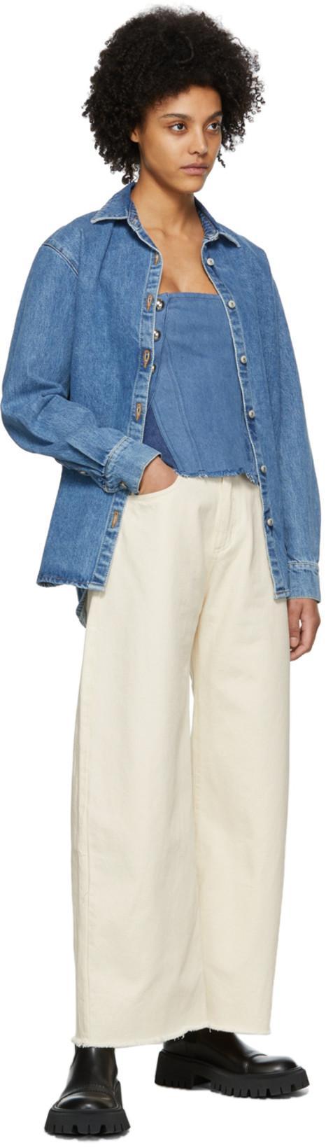 MARQUES' ALMEIDA + Net Sustain Frayed Organic Boyfriend Jeans In White