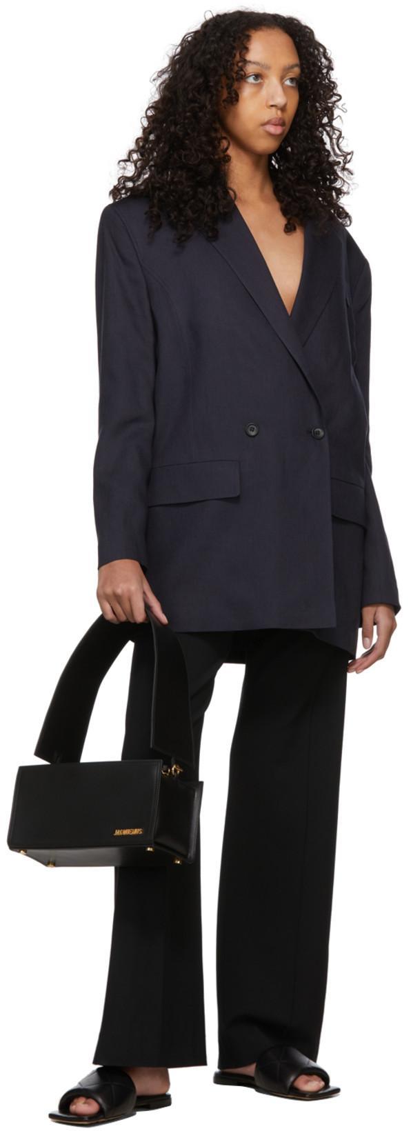 JACQUEMUS Le Pantalon Sauge Wool Twill High Pants In Nero